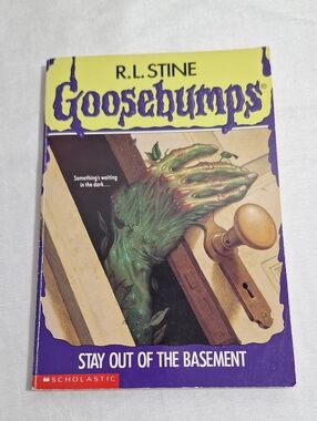 Goosebumps 'Stay Out of the Basement' Softcover  Purple/Yellow Book